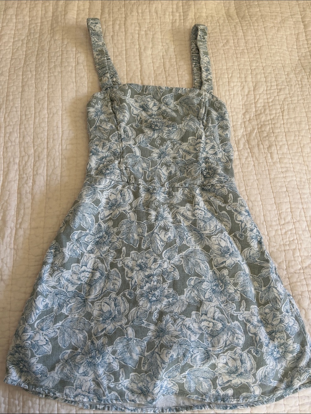 Abercrombie & Fitch Light Blue and White Floral Mini Dress with Skort